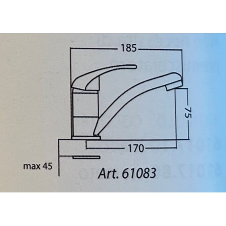misure miscelatore monocomando senza interruttore