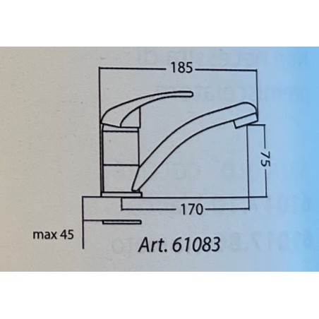 misure miscelatore monocomando senza interruttore