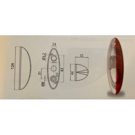 Luce ingombro laterale bifacciale base grigia