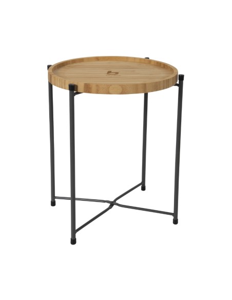 tavolo-rotondo piegato con piano in bamboo