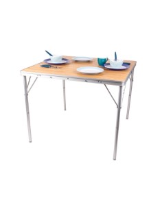Tavolo da campeggio con piano in bambù cm 90 x 90 Matera