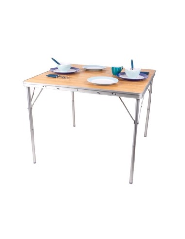 Tavolo da campeggio con piano in bambù cm 90 x...