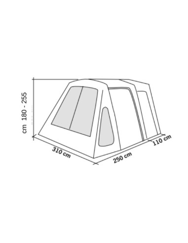 veranda gonfiabile per van misure