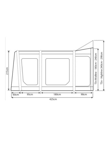 veranda per furgone movelite 3 misure laterali