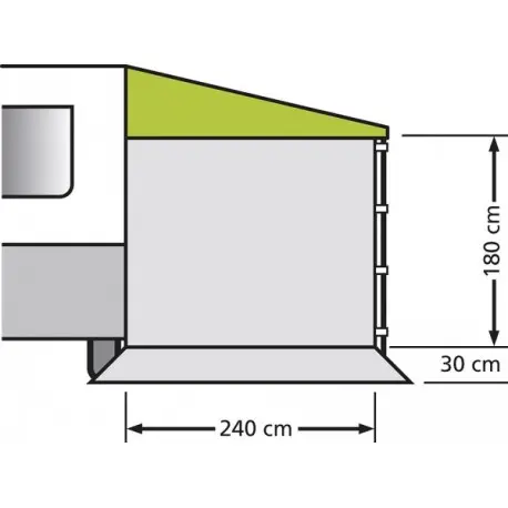 parete laterale tendalino roulotte senza finestra misure